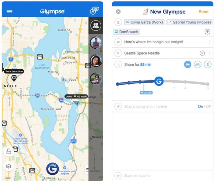 glympse, android, femaly