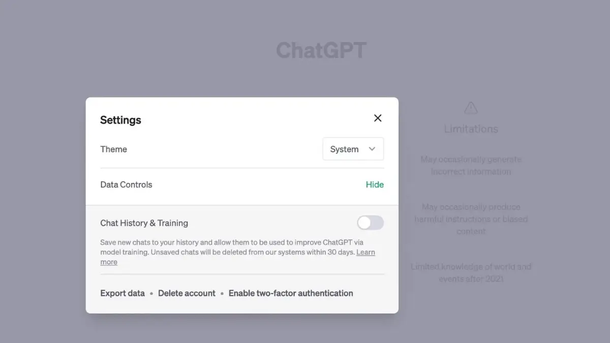 chatgpt izkluchvane na danni