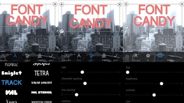 fontcandy, programa, tekst, snimka, redaktirane