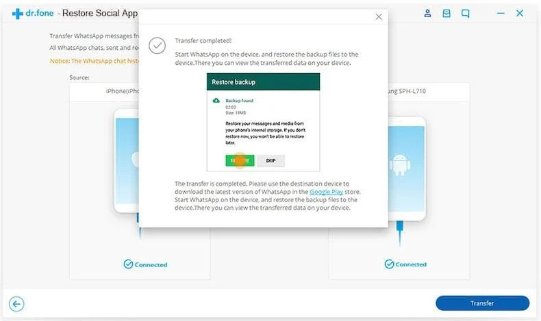 ios, whatsapp, transfer ,social,restore
