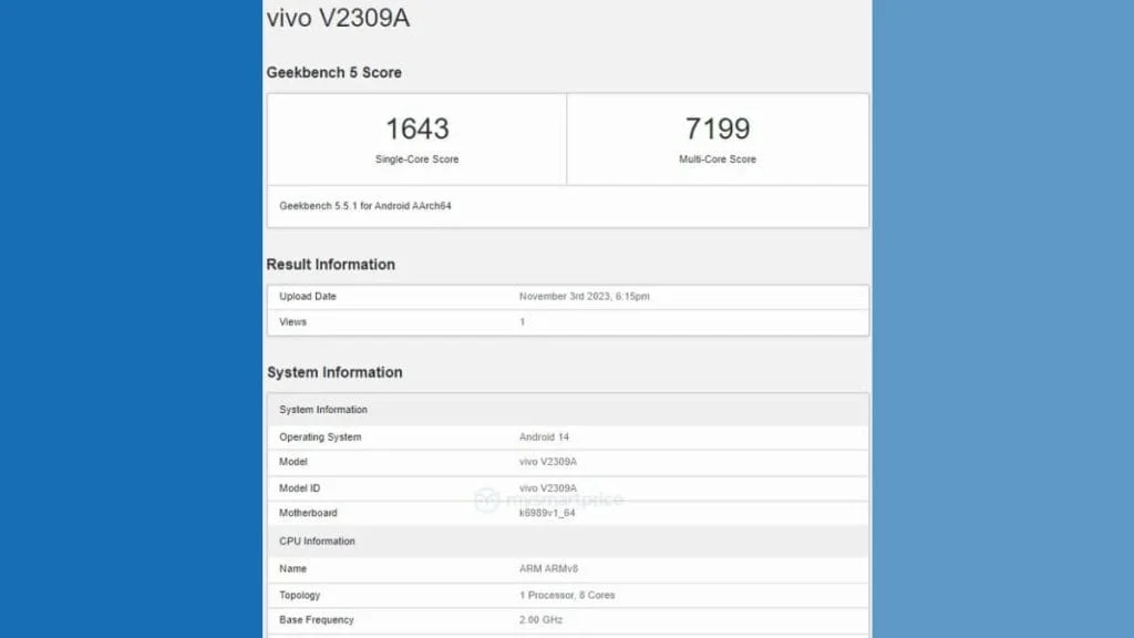 vivo x100 geekbench test